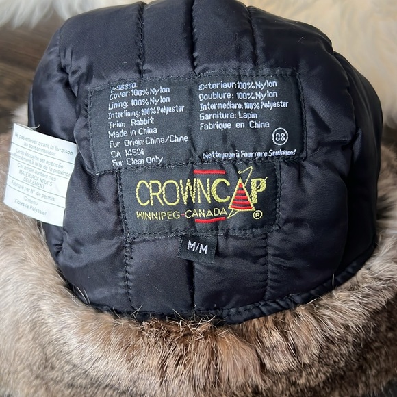 Rabbit Fur Winter Hat with Ear Flaps M Crown Cap - Picture 3 of 3